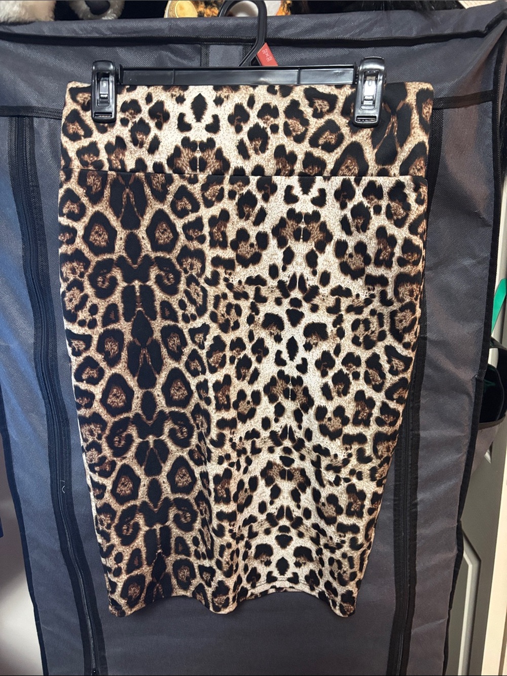 Leopard Print Pencil Skirt - Brown/Black